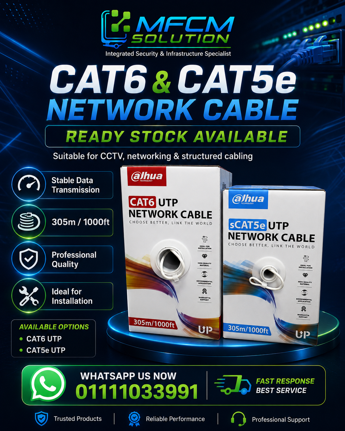 CAT6 and CAT5e network cable ready stock poster by MFCM Solution